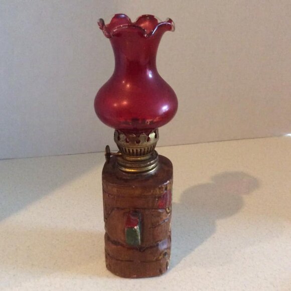 Vintage 1960s Ruby Red Flash Tiki Totem Pole Ceramic Figural Oil Lamp - Picture 6 of 9